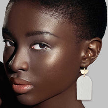 Load image into Gallery viewer, White Clay Rounded Rectangle Floral Bridal Earrings
