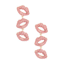 Load image into Gallery viewer, Pink Triple Lips Earrings
