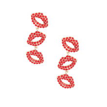Load image into Gallery viewer, Red Triple Lips Earrings
