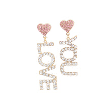 Load image into Gallery viewer, Pink Gold LOVE YOU Earrings
