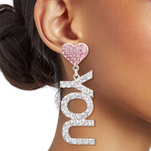 Load image into Gallery viewer, Pink Silver LOVE YOU Earrings
