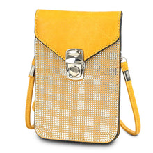 Load image into Gallery viewer, Yellow Rhinestone Cellphone Wallet
