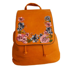 Load image into Gallery viewer, Mustard Embroidered Flower Backpack
