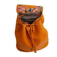 Load image into Gallery viewer, Mustard Embroidered Flower Backpack

