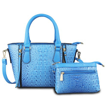 Load image into Gallery viewer, Blue Croc Tote Pouch Set
