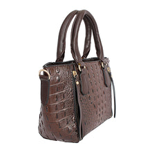 Load image into Gallery viewer, Dark Brown Croc Tote Pouch Set
