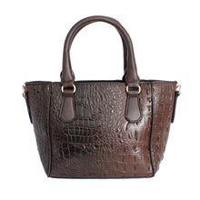 Load image into Gallery viewer, Dark Brown Croc Tote Pouch Set
