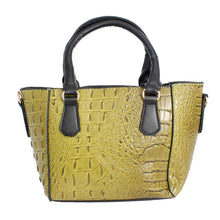 Load image into Gallery viewer, Green Croc Tote Pouch Set
