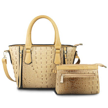 Load image into Gallery viewer, Light Brown Croc Tote Pouch Set

