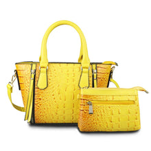 Load image into Gallery viewer, Yellow Croc Tote Pouch Set
