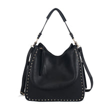 Load image into Gallery viewer, Black Studded Hobo Bag
