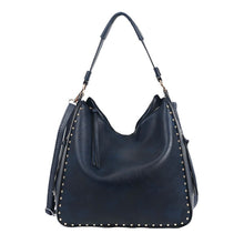 Load image into Gallery viewer, Navy Studded Hobo Bag
