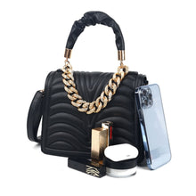 Load image into Gallery viewer, Black Quilted Square Satchel
