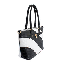 Load image into Gallery viewer, Black White Croc Kelly Tote Bag
