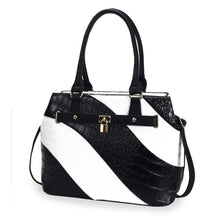 Load image into Gallery viewer, Black White Croc Kelly Tote Bag
