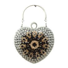 Load image into Gallery viewer, Black Crystal Heart Clutch
