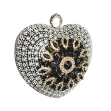 Load image into Gallery viewer, Black Crystal Heart Clutch
