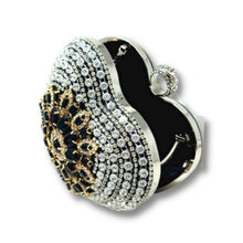 Load image into Gallery viewer, Black Crystal Heart Clutch
