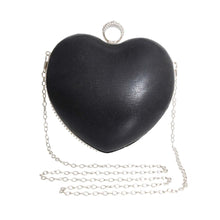 Load image into Gallery viewer, Black Crystal Heart Clutch
