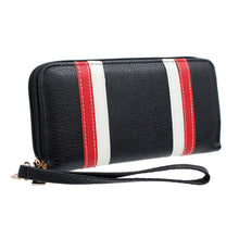 Load image into Gallery viewer, Black Striped Double Zipper Wallet

