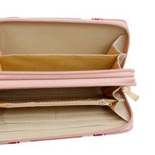 Load image into Gallery viewer, Pink Striped Double Zipper Wallet
