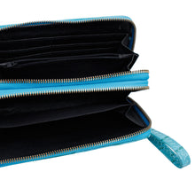 Load image into Gallery viewer, Aqua Croc Double Zipper Wallet
