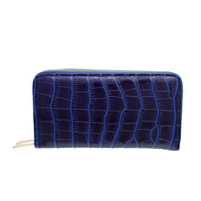 Load image into Gallery viewer, Blue Croc Double Zipper Wallet
