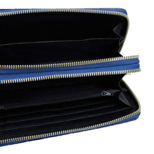 Load image into Gallery viewer, Blue Croc Double Zipper Wallet
