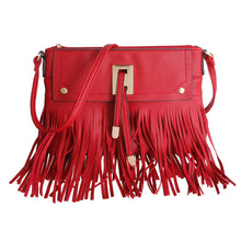 Load image into Gallery viewer, Soft Red Fringe Crossbody Bag
