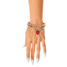 Load image into Gallery viewer, Gold Bead 2 Pcs Heart Charm Bracelets
