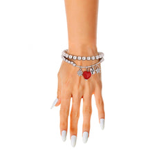 Load image into Gallery viewer, Silver Bead 2 Pcs Heart Charm Bracelets
