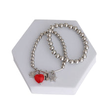 Load image into Gallery viewer, Silver Bead 2 Pcs Heart Charm Bracelets
