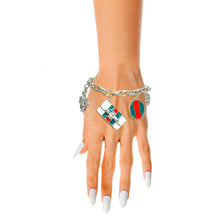 Load image into Gallery viewer, Silver Red and Green Designer Charm Bracelet
