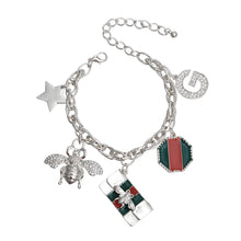 Load image into Gallery viewer, Silver Red and Green Designer Charm Bracelet
