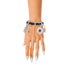 Load image into Gallery viewer, Silver Ball Black Designer 5 Charm Bracelet
