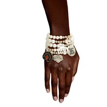Load image into Gallery viewer, White Pearl Black Girl Magic Charm Bracelets
