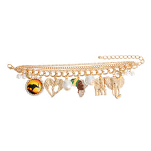 Load image into Gallery viewer, Gold African Elephant Charm Bracelet

