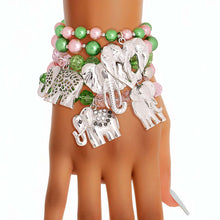 Load image into Gallery viewer, Mixed Pink Green Elephant Bracelets

