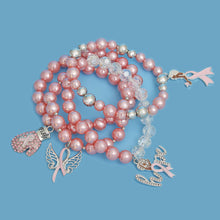 Load image into Gallery viewer, Light Pink Pearl Cancer Charm Bracelets
