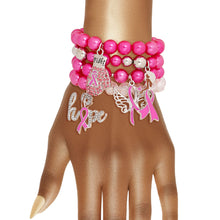 Load image into Gallery viewer, Pink Pearl Cancer Charm Bracelets
