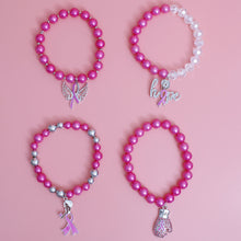 Load image into Gallery viewer, Pink Pearl Cancer Charm Bracelets
