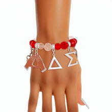 Load image into Gallery viewer, Red Clear Bead Delta Bracelet
