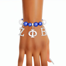 Load image into Gallery viewer, Blue White Pearl Zeta Bracelet
