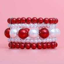 Load image into Gallery viewer, Bracelet Red White Stacked Pearls for Women

