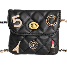 Load image into Gallery viewer, Quilted Black and Gold Mini Bag
