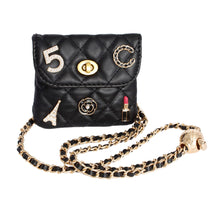 Load image into Gallery viewer, Quilted Black and Gold Mini Bag
