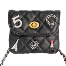 Load image into Gallery viewer, Quilted Black and Silver Mini Bag
