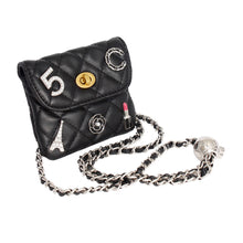 Load image into Gallery viewer, Quilted Black and Silver Mini Bag
