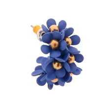 Load image into Gallery viewer, Blue Flower Hoop Earrings

