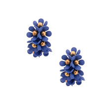 Load image into Gallery viewer, Blue Flower Hoop Earrings
